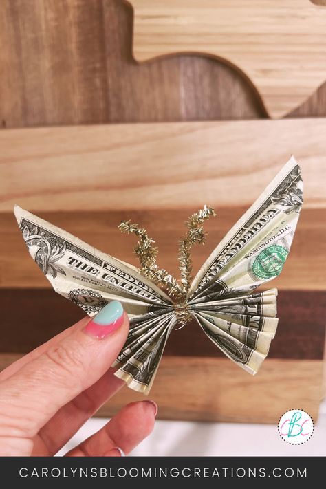 My Favorite Dollar Bill Origami Tutorials Money Origami Easy Step By Step, Folding Dollar Bills Easy Step By Step, Origami Santa Hat, Oragami Money, Money Butterfly, Money Origami Tutorial, Tooth Fairy Money, Origami Santa, Origami Easy Step By Step