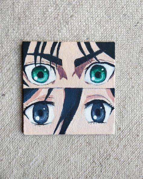 Aot Anime Canvas Painting, Mikasa Ackerman Painting, Acrylic Painting Ideas Anime, Eren Yeager Painting, Easy Anime Painting Ideas On Canvas, Mikasa Painting, Anime Eyes Painting, Anime Canvas Painting Easy, Acrylic Anime Painting