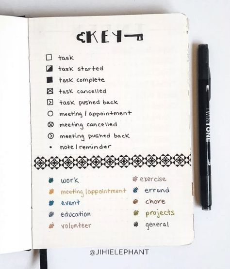 Bullet Journal Key: 20 Classic & Simple Designs - Simple Life of a Lady Bullet Journal Tools, Bullet Journal Collections, Bullet Journal Daily, Simple Bullet Journal, Journal Key, 10 Day Challenge, Bullet Journal Page, Bullet Journal For Beginners, Bullet Journal Key