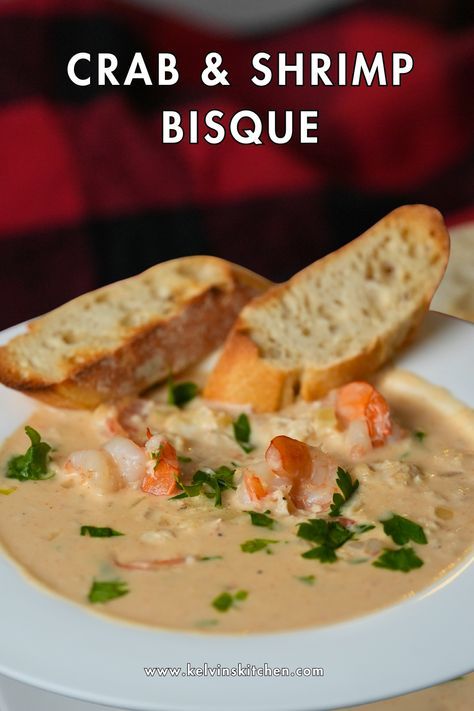 Struggling for quick and delicious weeknight meals? Look no further! This Easy Crab & Shrimp Bisque is packed with flavor and ready in under 30 minutes. Perfect for busy schedules, this creamy bisque is loaded with real crab and shrimp for a restaurant-worthy taste at home. Lobster Shrimp Bisque, Creamy Crab And Seafood Bisque, Lump Crab And Shrimp Recipes, Creamy Shrimp And Crab Seafood Bisque, Creamy Shrimp And Crab Bisque, Seafood Newburg Recipe Easy, Shrimp Crab Bisque, Creamy Shrimp Soup Recipes, Crab Bisque Recipe Best