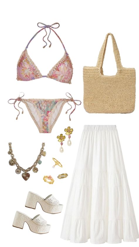 Sb Outfits, Summer Vacay Outfits, Outfit Inspo Beach, European Summer Outfits, Beach Fits, Vacay Outfits, Outfit Collage, Summer Bikinis, Cute Swimsuits