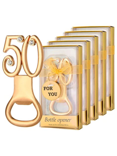 Gold 50 Bottle Opener For 50th Birthday Party Favors And 50th Wedding Anniversary Party Decorations, Popular Gold And Black Theme Party Supplies, Party Gifts,Family Gathering Gifts, Great Dad Gifts, Mom Gifts, Teachers Gifts, Sister Gifts, Fun Gifts For Friends.I discovered amazing products on SHEIN.com, come check them out! 50th Birthday Guest Gift Ideas, Black Theme Party, Fun Gifts For Friends, Wedding Anniversary Party Favors, 50th Birthday Party Favors, Wedding Anniversary Party Decorations, Gifts Sister, Anniversary Party Favors, 50th Wedding Anniversary Party