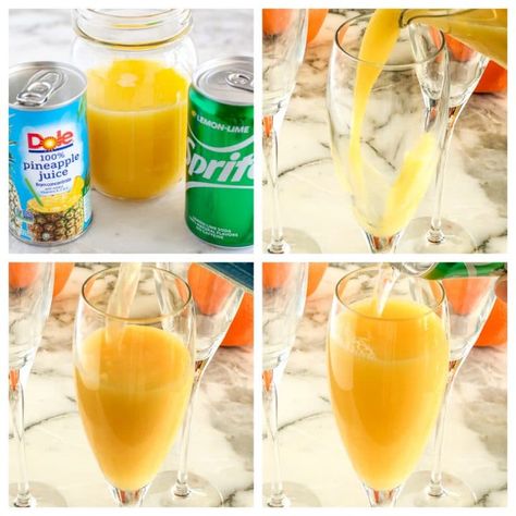 These non alcoholic mimosas are perfect for many different occasions. From baby showers, to holidays and just a fun weekend brunch, the virgin mimosas are easy to make and super tasty. Virgin Mimosas, Virgin Mimosa Recipe, Virgin Mimosa, Brunch Drinks Alcoholic, Non Alcoholic Mimosa, Fruit And Yogurt Parfait, Mimosa Brunch, Easy Mocktail Recipes, Iced Drinks Recipes