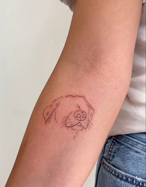 Dog Ankle Tattoo, Dog Tatoos Woman, Linework Dog Tattoo, Dog Rememberance Tattoo, Dog Tattoo Men, Rottweiler Tattoo For Women, Yellow Lab Tattoo, Lab Outline Tattoo, Tattoo Ideas For Dogs That Have Passed