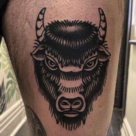 Ox Tattoo, Bison Tattoo, Buffalo Tattoo, Traditional Tattoo Flash Art, Bison Art, Bison Skull, Tattoo Filler, Tattoo Graphic, Traditional Tattoo Design