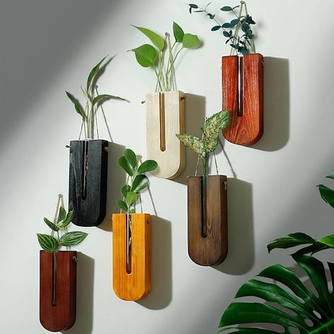 Amazon.com: saiguomi 6 Pack Wall Planters for Indoor Plants, Wooden Hanging Planter, Propagation Station, Wooden Pocket Vase, Wood Wall Decor for Living Room Bedroom Bathroom : Patio, Lawn & Garden Midcentury Modern Living Room Wall Decor, Caribbean Room Decor, Work Office Decor Inspiration, Fake Plants In Bathroom, Industrial Modern Office Decor, Apartment Decorating For Men Kitchen, Art In Kitchen Wall Decor, Wall Decor Not Pictures, Mid Century Modern Living Room Wall Art