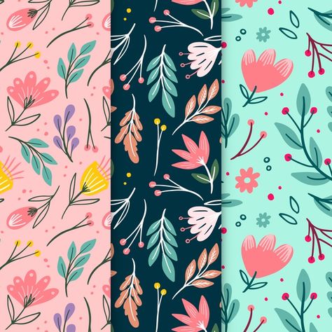 Spring Prints Pattern, Art Mini Toile, Posca Art, Pattern Design Inspiration, Spring Pattern, Textile Pattern Design, Floral Drawing, Pattern Collection, Mini Canvas Art