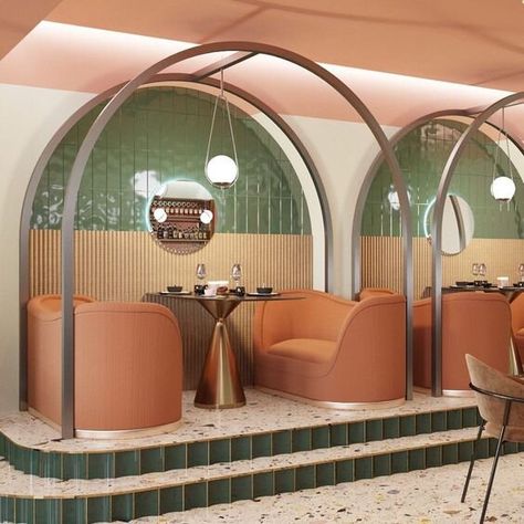 FOCUS ON: CIRCLES & CURVES — CLAIRE HEFFER DESIGN Deco Spa, Design Café, Restaurant Concept, Bar Interior, Coffee Shop Design, Cafe Interior Design, Restaurant Interior Design, Commercial Interior Design, Hospitality Design