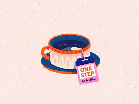 A cup of tea by Joyce Lee Tea Cup Drawing, Tea Website, Tea Illustration, Graphisches Design, Coffee Illustration, Tea Design, Illustration Food, A Cup Of Tea, Tea Art