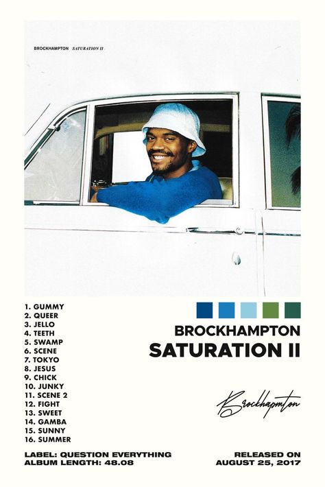 Brock Hampton Album Cover, Brockhampton Album Cover, Saturation Brockhampton, Brockhampton Poster, Music Poster Bedroom, Poster Moodboard, Allen Stone, Album Tracklist Poster, Sunny 16