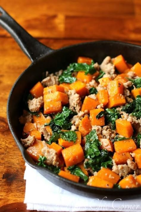 Butternut Squash Recipes Healthy, Kale And Sausage, Butternut Squash Sausage, Butternut Squash Kale, Paleo Crockpot, Kale Recipes, Butternut Squash Recipes, Squash Recipes, Sausage Recipes