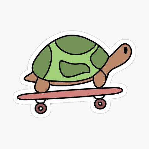 Get my art printed on awesome products. Support me at Redbubble #RBandME: https://www.redbubble.com/i/sticker/Tortoise-On-Skateboard-by-Artsbyruthie/79569274.JCQM3?asc=u Turtle On A Skateboard, Turtle On Skateboard, Tortoise Drawing, Sticker Skateboard, Vans Custom, Baby Tortoise, Friends Moments, Skateboard Stickers, Sticker Cute