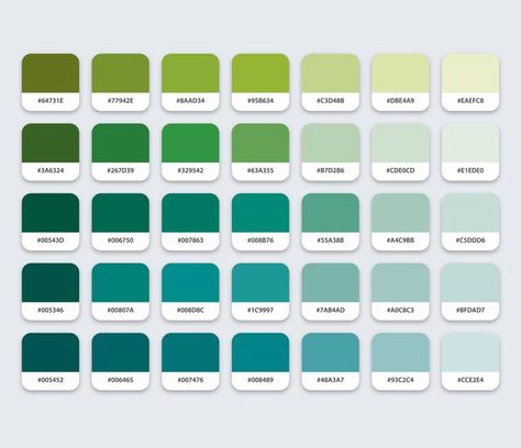 Paleta de colores verde azul aguamarina ... | Premium Vector #Freepik #vector #papel #pintura #creativo #pastel Sage Palette, Blue Hex Code, Green Color Names, Pantone Color Chart, Green Color Palette, Hex Color Palette, Color Palette Challenge, Green Palette, Aquamarine Colour