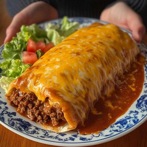 Rice And Bean Burrito, Wet Burrito, Canning Refried Beans, Mexican Kitchen, Fluffy Rice, Homemade Enchilada Sauce, Homemade Enchiladas, Homestead Farm, Mexican Kitchens