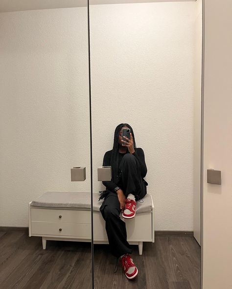 #nike #retrostyle #dunklow #nikedunk #outfits #streetstyle #red #grey #blackgirlfashion #blackgirloutfits Nike Dunks Red Outfit, Nike Dunk Red Outfit, Red And Grey Dunks Outfit, Red Nike Dunks Outfit, Red Dunks Outfit, Nike Dunks Outfit, Dunk Outfits, Dunk Outfit, Red Nike Shoes