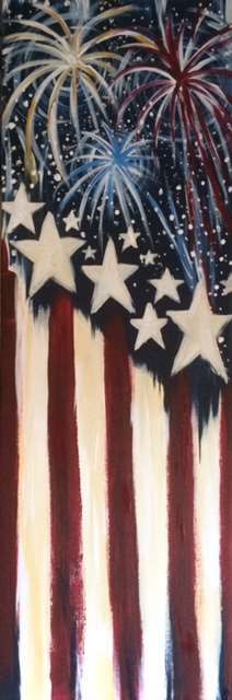 Fourth Of July Paintings On Canvas Easy, Patriotic Acrylic Painting Ideas, Patriotic Paint Night Ideas, Simple Patriotic Painting, Flag Canvas Painting Diy, American Flag Canvas Painting Diy, Patriots Painting On Canvas, American Flag Painting, Patriotic Art