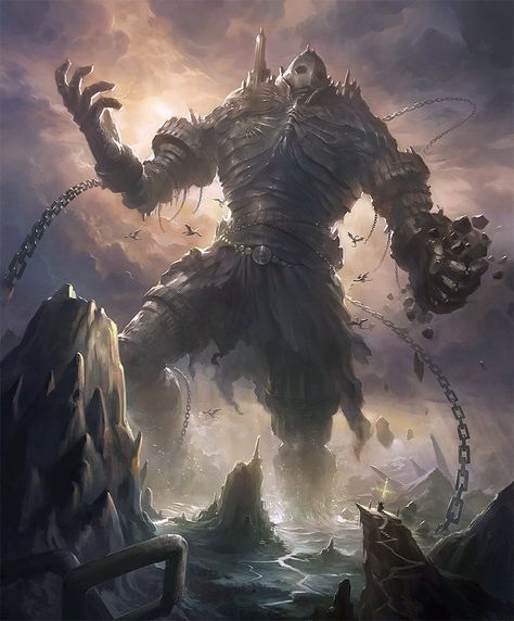 Card: Hulking Giant Giants Concept Art, Dark Creatures, Heroic Fantasy, Giant Monsters, Fantasy Beasts, Alien Concept Art, Monster Concept Art, Fantasy Setting, Fantasy Monster