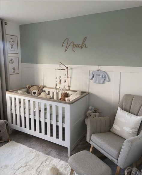 Sage Green Nursery Ideas, Green Nursery Ideas, Green Baby Nursery, Sage Green Nursery, Green Nursery Boy, Neutral Nursery Rooms, Green Baby Room, Nursery Interior Design, Baby Room Themes