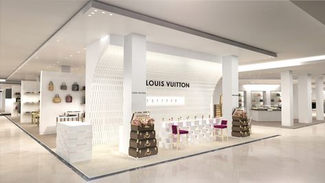 louis-vuitton-les-parfums-american-pop-up-shop-1 Tenant Design, Mood Board Architecture, Pop Up Store Design, Pop Up Store Ideas, Board Architecture, Atrium Design, Shanghai Tang, Interior Design Career, Temporary Store