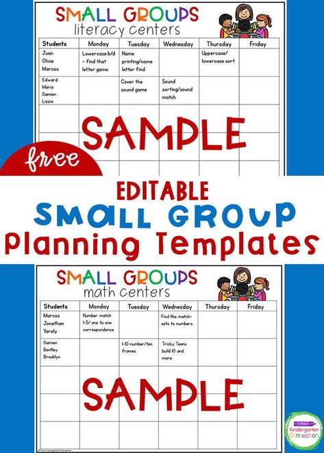 If you love teaching in small groups, these planning templates are the perfect teacher resource for you! We all know so much learning happens in small groups, because we can work with students at their level in a way that speaks to them. But it can take so much planning and time to prepare. That’s why we have these Editable Math and Literacy Kindergarten Small Group Planning Templates that I think will really help you out. Perfect for Pre-K and Kindergarten teachers! Pre K Small Group Ideas, Small Group Planning Template Free, Special Ed Small Groups, Math Small Group Lesson Plan Template, Prek Small Group Ideas, Pre K Small Group Organization, Preschool Small Group Organization, Math Small Groups Kindergarten, Small Groups Preschool