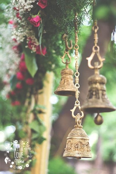 Patrao - Louis Merger Bells Decor, Modern Indian Wedding, Temple Bells, Mehndi Decor, Wedding Mandap, Floral Chandelier, Hanging Bell, Eco Friendly Wedding, Jw Marriott