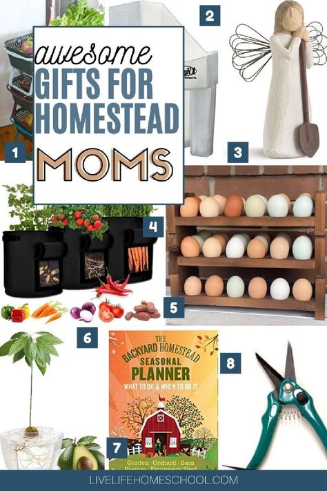 Looking for a gift for homesteaders? Or that special mother's day gift? Look no further than this post all about gift ideas for homesteaders! 50 gift ideas for your favorite homesteader, gardening gift ideas and off grid living. Gardening Mothers Day Gifts, Gifts For Canning Lovers, Garden Gifts For Mom, Gifts For Homeschool Moms, Homesteading Gift Ideas, Homestead Gift Ideas, Gift Ideas For Farmers, Gifts For Crunchy Women, Gardening Gifts For Women