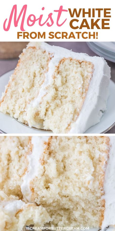 Wet Cake Recipes, White Cake Cupcakes, Best White Cake Recipe, Homemade White Cakes, Moist White Cake, White Cake Recipe, Wedding Cake Recipe, White Frosting, Cake Recipes From Scratch