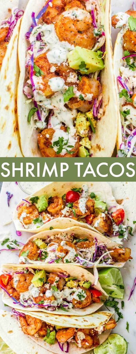 Shrimp Taco Recipe, Shrimp Taco, Spicy Shrimp Tacos, Recipe Shrimp, Shrimp Taco Recipes, Cilantro Lime Sauce, Juicy Shrimp, Shrimp Recipes Healthy, Shrimp Recipes For Dinner