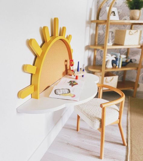 Modern Kids Table, Under Desk Storage, Wall Mounted Table, Dorm Room Diy, Kids Desk, Cloud Shape, Kids Desk Chair, Kids' Furniture, Wall Mounted Desk