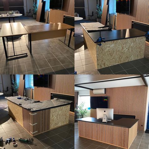 Crafted your dream reception desk using Timber Slats Panels from Delaco Panels! 🌿✨ DIY magic meets sleek sophistication. #DelacoPanels #DIYDesign #OfficeUpgrade #officedesk Diy Reception Desk, Dream Reception, Diy Reception, Timber Slats, Reception Desk, Diy Design, Office Desk, Your Dream, Countertops