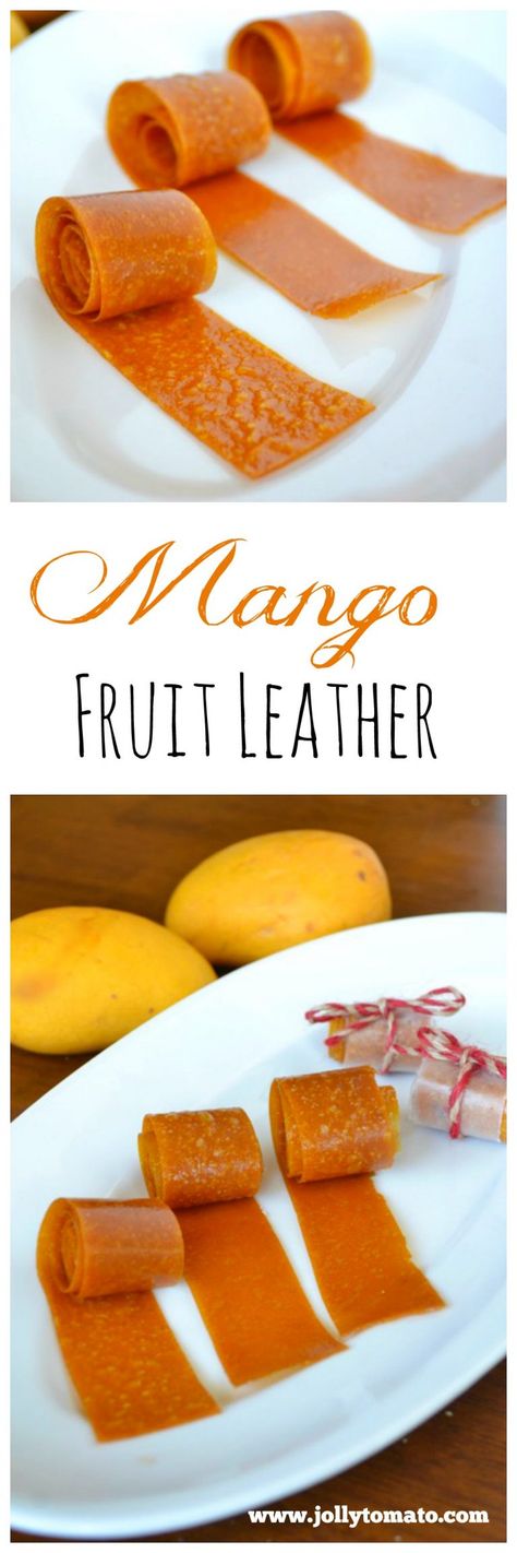 Easy homemade mango fruit leather - no sugar added! Mango Fruit Leather Recipe Dehydrator, Mango Fruit Leather Recipe, Fruit Leather Recipe Dehydrator, Fruit Leather Recipe, Lunchbox Recipes, Kid Recipes, Food Dehydrator, Quick Vegan, Fruit Roll