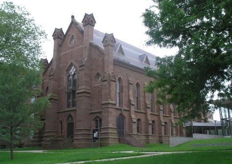 Wesleyan University‘s Patricelli ’92 Theater (1868) - Middletown, Connecticut Wesleyan University Connecticut, Middletown Connecticut, Gothic Revival Architecture, Ideal World, Victorian Buildings, Greek Revival, Connecticut, Historic Buildings, Notre Dame