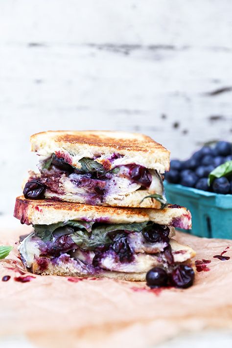 The Best Chicken Sandwich | www.floatingkitchen.net Basil Grilled Cheese, Best Chicken Sandwich, Sandwich With Bacon, Bacon Brie, Blueberry Chicken, Blueberry Basil, Bacon In The Oven, Grilled Cheese Sandwiches, Blueberry Sauce