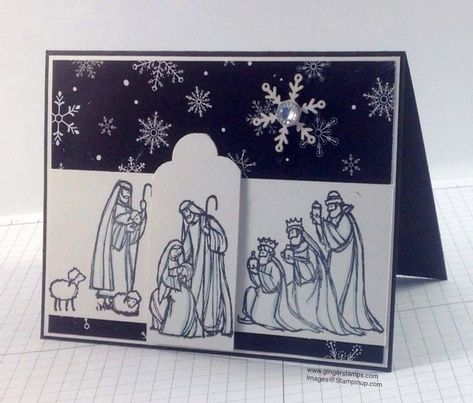 All Ye Faithful left All Ye Faithful Stampin Up Cards, Stampin Up All Ye Faithful Cards, Nativity Cards, Christmas Cards 2017, Christmas Placemat, Christmas Religious, Create Christmas Cards, Religious Christmas Cards, Christmas Gift Card Holders