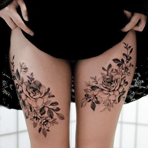 How To Choose The Perfect Tattoo Placement ★ Thigh Tattoo Placement, Flower Thigh Tattoos, Flower Tattoo Drawings, Hidden Tattoos, New Tattoo Designs, Beautiful Flower Tattoos, Perfect Tattoo, Thigh Tattoos Women, Thigh Tattoos