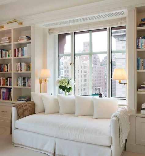 ORC Week 2: Guest Bedroom to Home Office — stacy graves interiors White Couches, Office Guest Room, Guest Room Office, Spare Room, White Furniture, Window Seat, My New Room, Home Fashion, Apartment Living