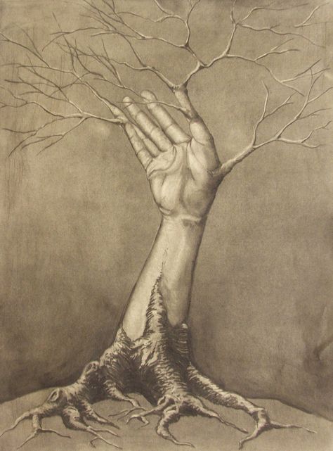 Tree Limb. by Malignanttoast on DeviantArt Morphing Art, Metamorphosis Art, Value Drawing, Images Terrifiantes, Art Tumblr, A Level Art, Ap Art, Hand Art, Tree Art