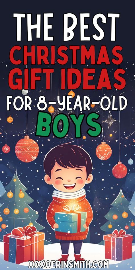 adorable little boy holding present and title best christmas git ideas for 8 year old boys Non Toy Gifts For Kids, Boys Christmas Gift Ideas, Christmas Gifts For Son, Boy Christmas Gifts, Dad Stocking Stuffers, Christmas Gift Ideas For Boys, Fun Christmas Gift Ideas, Stocking Stuffers For Him, Family Gift Guide