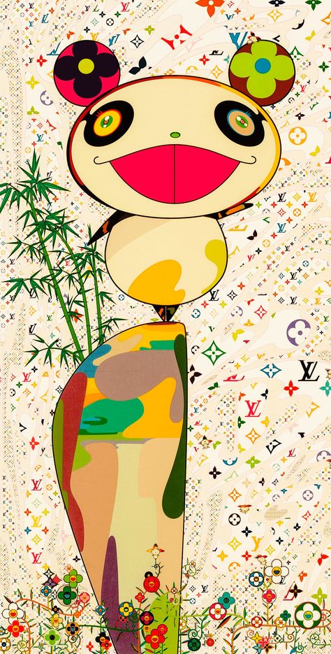 Takashi Murakami (b. 1962). Detail from Superflat Monogram: Panda and His Friends Takashi Murakami Wallpaper, Superflat Art, Murakami Wallpaper, Murakami Artist, Takashi Murakami Art, Takashi Murakami Flower, Japanese Contemporary Art, Murakami Flower, Japanese Pop Art