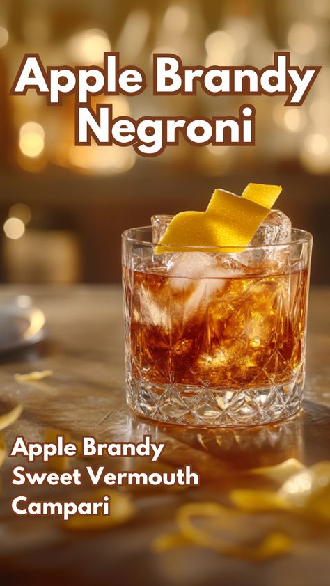 Apple Brandy Negroni Classic Negroni, Negroni Recipe, Brandy Cocktails, Apple Notes, Apple Brandy, Jack Rose, Spiced Apple Cider, The Perfect Marriage, Crisp Apple