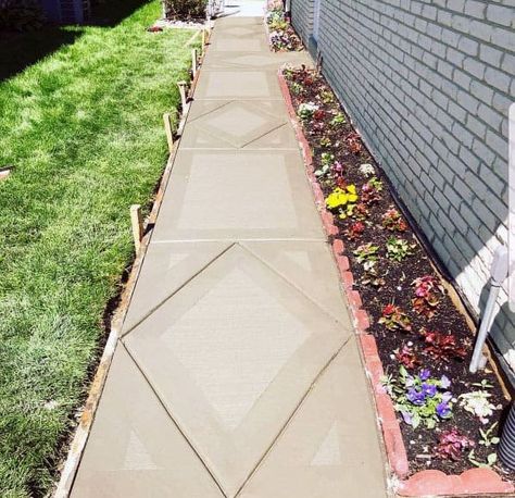 Top 60 Best Concrete Walkway Ideas - Outdoor Path Designs Concrete Walkway Ideas, Front Walkway Landscaping, Concrete Pathway, Wood Walkway, Flagstone Walkway, Concrete Path, Paver Designs, Walkway Landscaping, Walkway Design