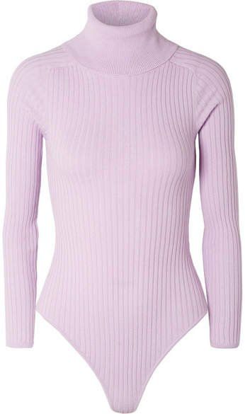 L.F.Markey - Axel Ribbed Stretch-cotton Jersey Turtleneck Bodysuit - Lilac Lilac Turtleneck, Ribbed Turtleneck Top, Jersey Turtleneck, Brand Sneakers, Bodysuit Tops, Turtleneck Bodysuit, Red Turtleneck, Veja Sneakers, Checked Blazer