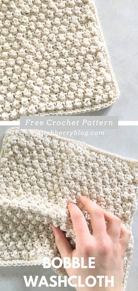 Bobble Washcloth Crochet, Easy Dish Towel Crochet Pattern, Crochet Body Washcloth, Crochet Facial Washcloth, Crochet Face Towel, Moss Stitch Dishcloth Pattern, Wash Cloth Crochet Pattern Free, Crochet Washcloth Stitches, Easy Washcloth Crochet Pattern