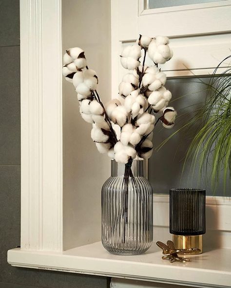 Decorating With Cotton Branches, Cotton Branches In Vase, Cotton In Vase, Dried Cotton Arrangements, Dried Flower Bouquet Wedding, Cotton Branches, Vase With Branches, Dyed Flowers, Cotton Decor