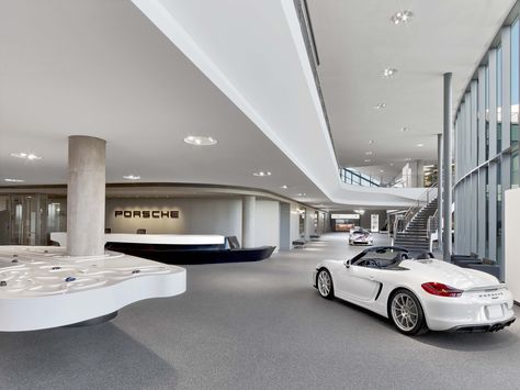 Gallery of Porsche North America Experience Center and Headquarters / HOK - 13 Car Showroom Architecture, Porsche Showroom, Automotive Showroom, Car Showroom Interior, Best Luxury Sports Car, Car Showroom Design, Car Experience, Plans Architecture, Experience Center