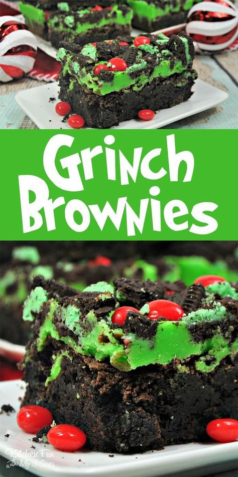 Grinch Brownies, Grinch Treats, Christmas Themed Food, Grinch Fudge, Christmas Desert, Christmas Mocktails, Easy Dessert Recipes Christmas, Grinch Stuff, Dessert Halloween