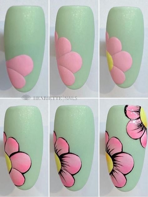 Quick Nail Art, Art Deco Nails, Nail Drawing, Nail Art For Beginners, Nail Art Techniques, Nail Art Disney, Nail Art Designs Diy, Pretty Nail Art Designs, Floral Nail Art