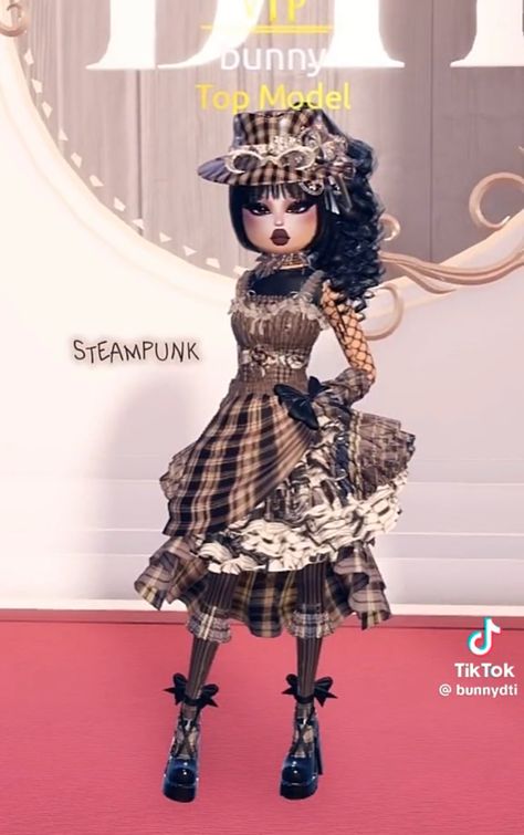 Dress To Impress Roblox Game Outfit Ideas Theme Steampunk, Dress To Impress Stream Punk, Steam Punk Dress To Impress No Vip, Dress To Impress Theme Steampunk, Steampunk Dress To Impress, Steampunk Dress, Dti Fits, Dti Ideas, Dress To Impress