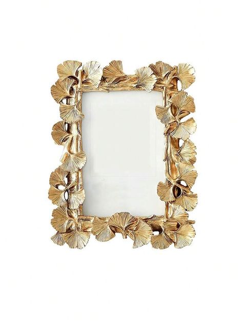 Vintage Gold-Color Almond Leaf Frame Square Stand Palm Leaf Frame Picture Frame Home Decor Ornament, Gingko Resin Painted Photo Frame For Desktop Display And Wall Hanging, Antique Luxury Gallery Art Decoration | SHEIN USA Gold Frame Wall Decor, Painted Photo Frames, Flower Picture Frames, Farmhouse Renovation, Gold Frame Wall, Picture Frame Decor, Romantic Decor, Gold Collar, Gold Picture Frames