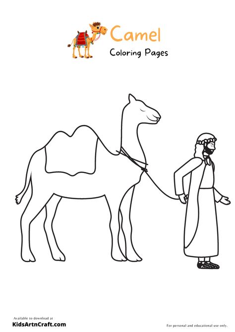 Camel Coloring Pages for Kids – Free Printables - Kids Art & Craft Camel Craft For Kids, Camel By Camel Edit, Camel Drawing For Kids, Camel Illustration, Camels Illustration, Preschool Projects, Printable Animals, Printables Free Kids, Childrens Church